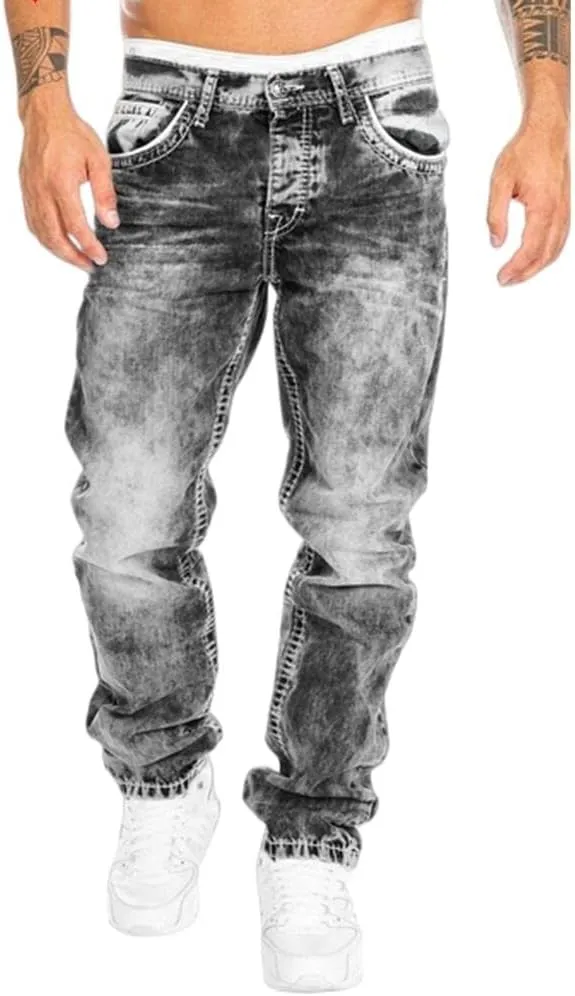 Men's Relaxed-Fit Stone Wash Denim Jeans