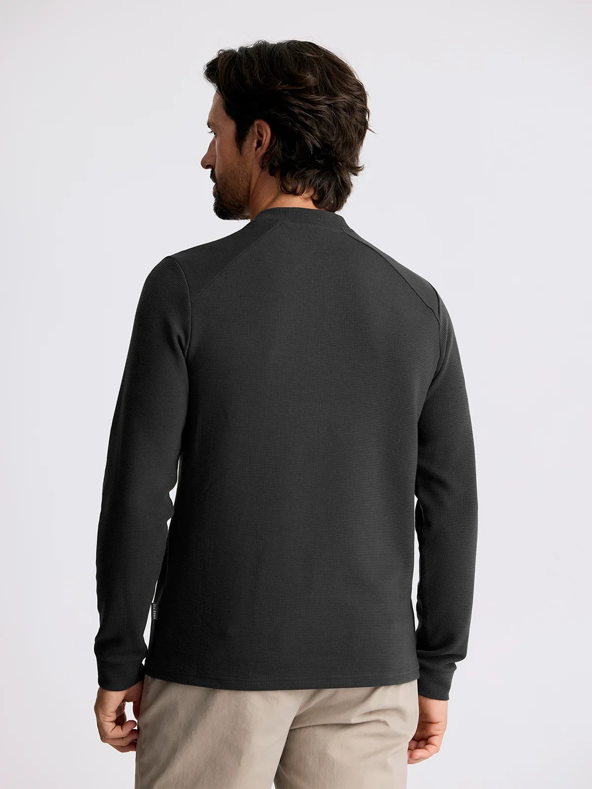 Men's Waffle Long Sleeve Henley - Midnight