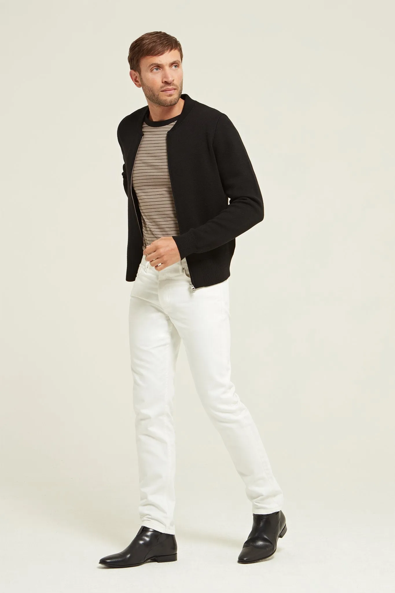 Merino Wool Zip Up Bomber