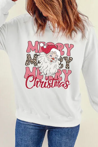 MERRY CHRISTMAS Round Neck Dropped Shoulder Sweatshirt