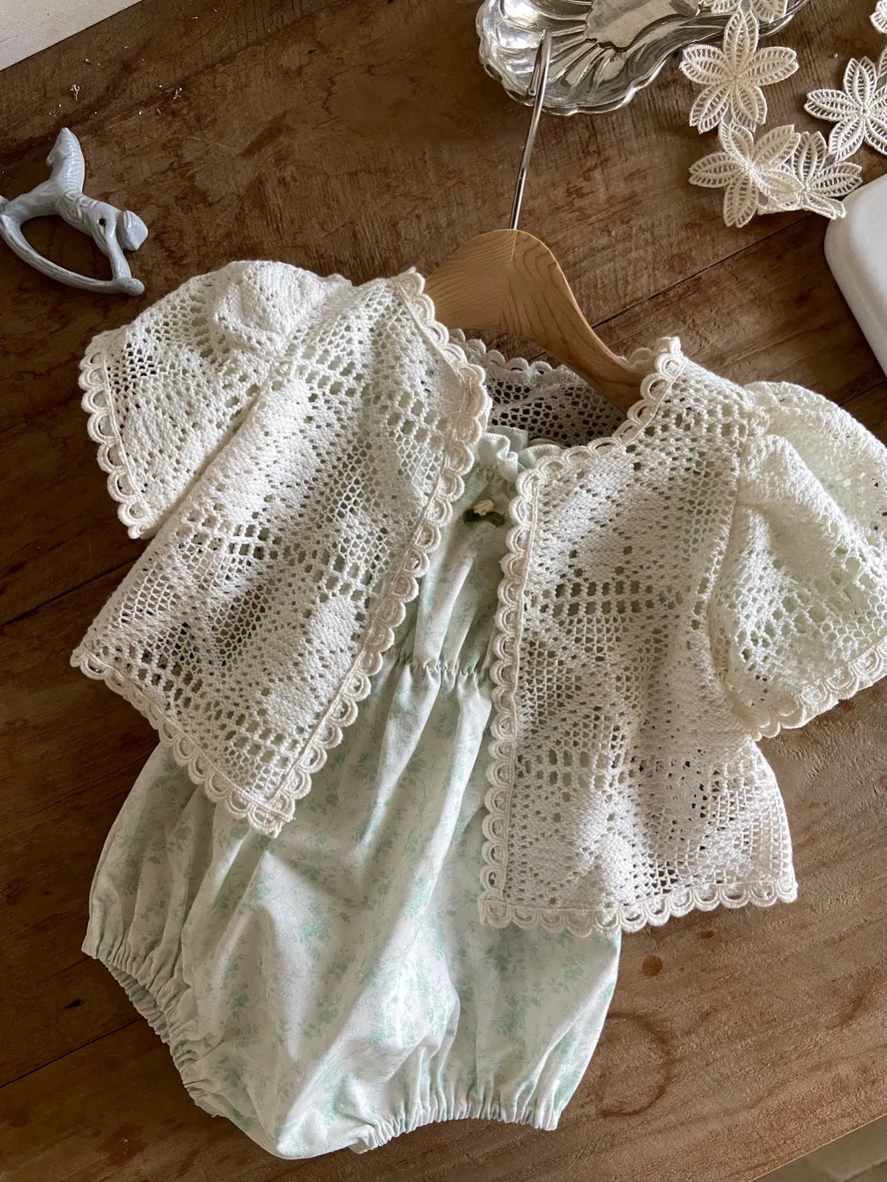 Mini May Romper_ Green Floral