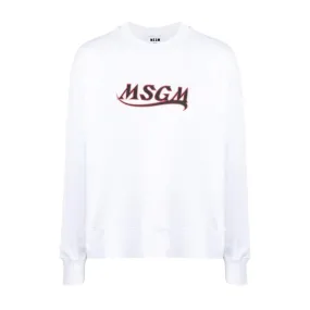 MSGM White Contrast Logo Sweatshirt