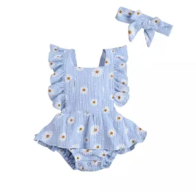 MUSLIN DAISY ROMPER - BLUE