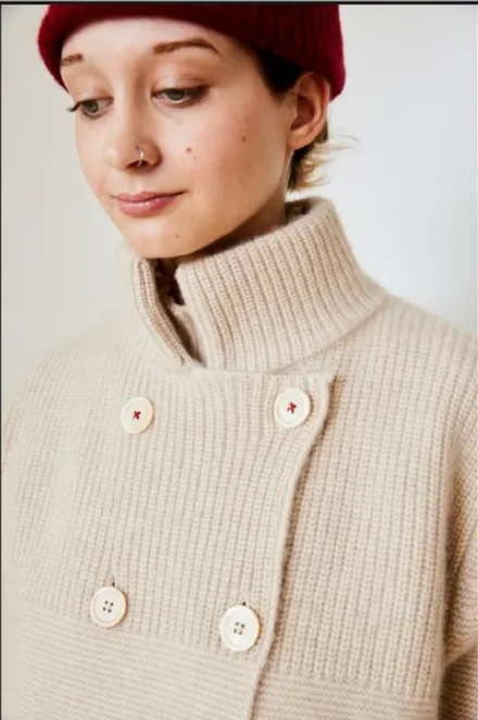 Nautical Sweater Coat in Tea Dip