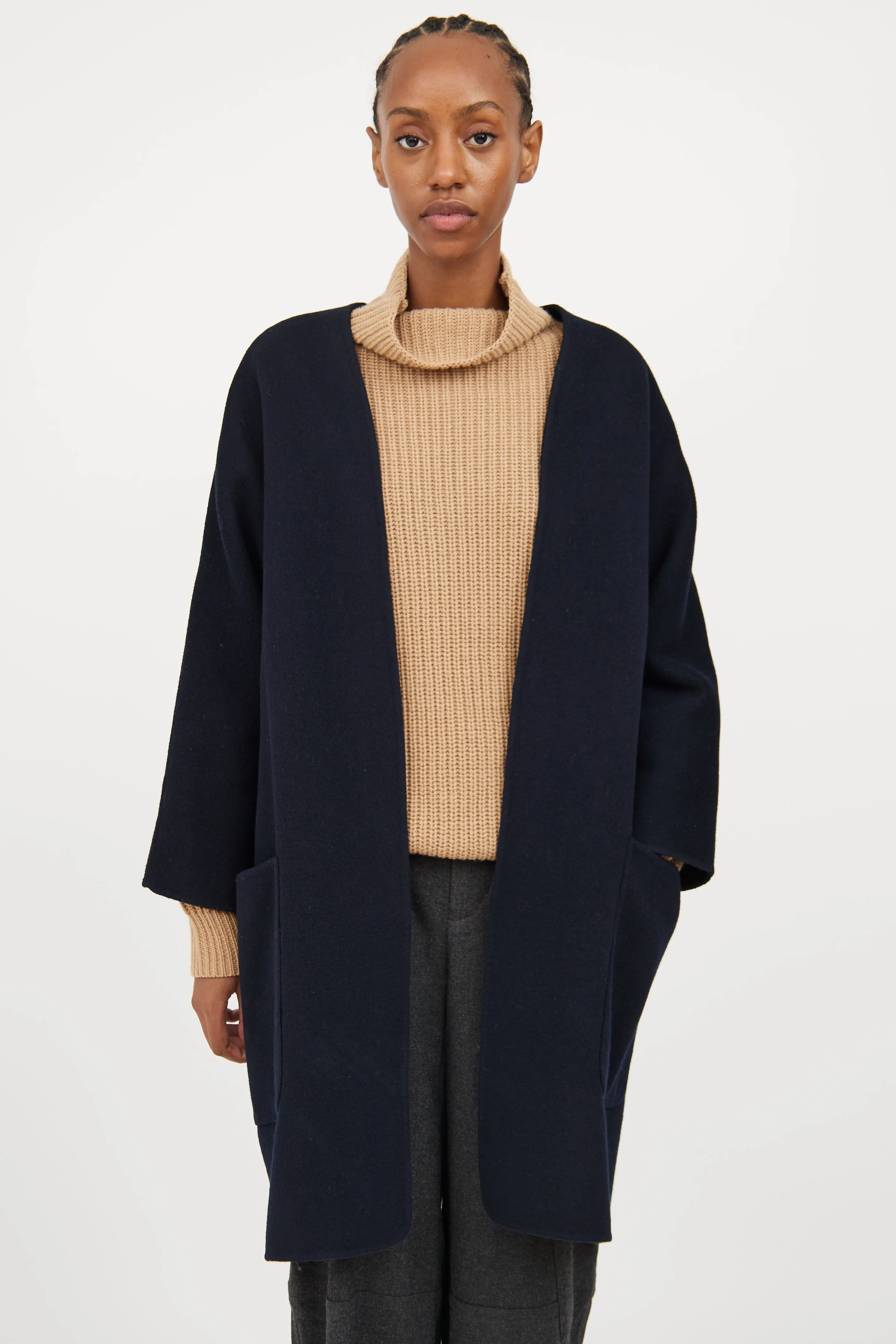 Navy & Black Reversible Open Coat