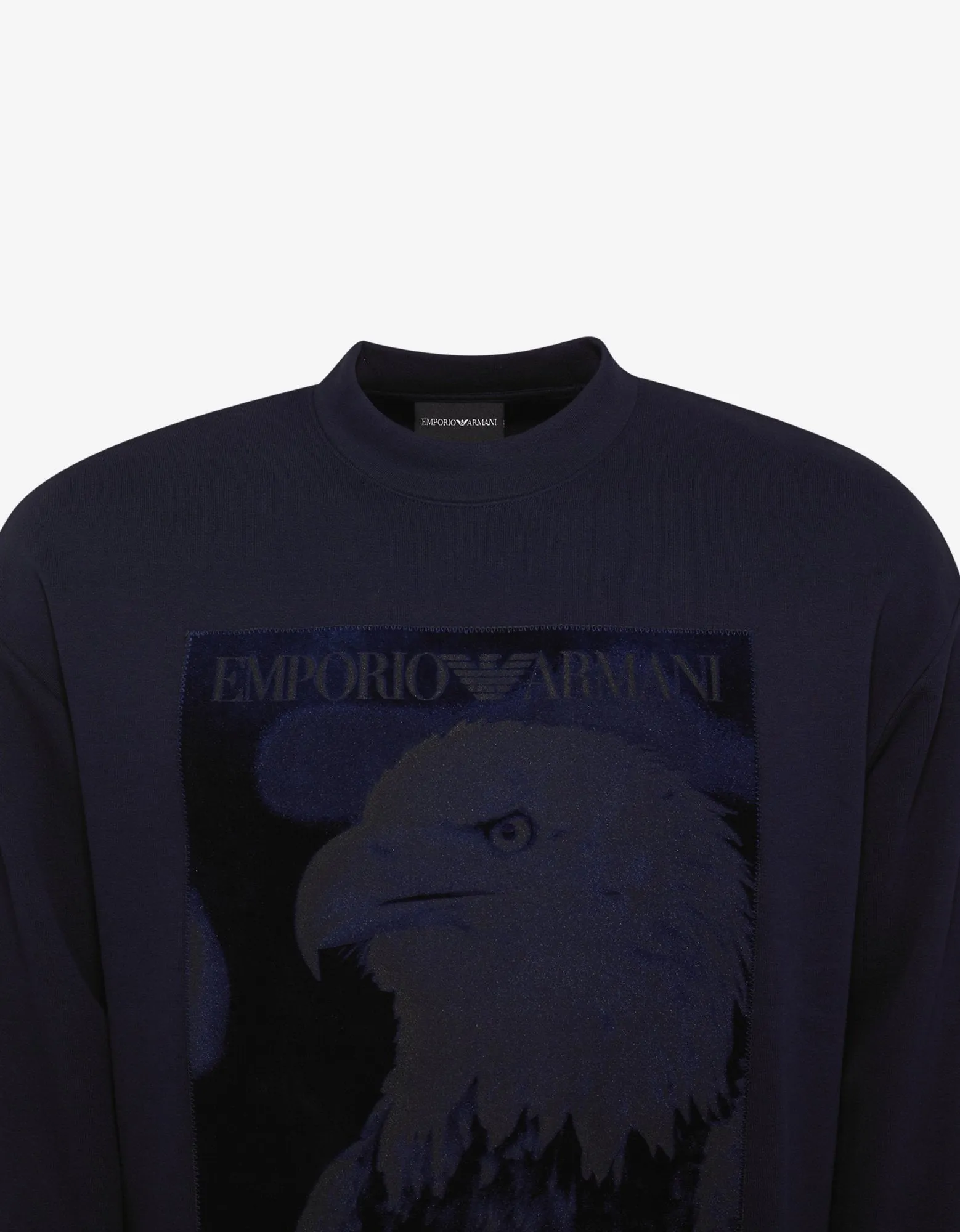 Navy Blue Velvet Eagle Patch Sweatshirt