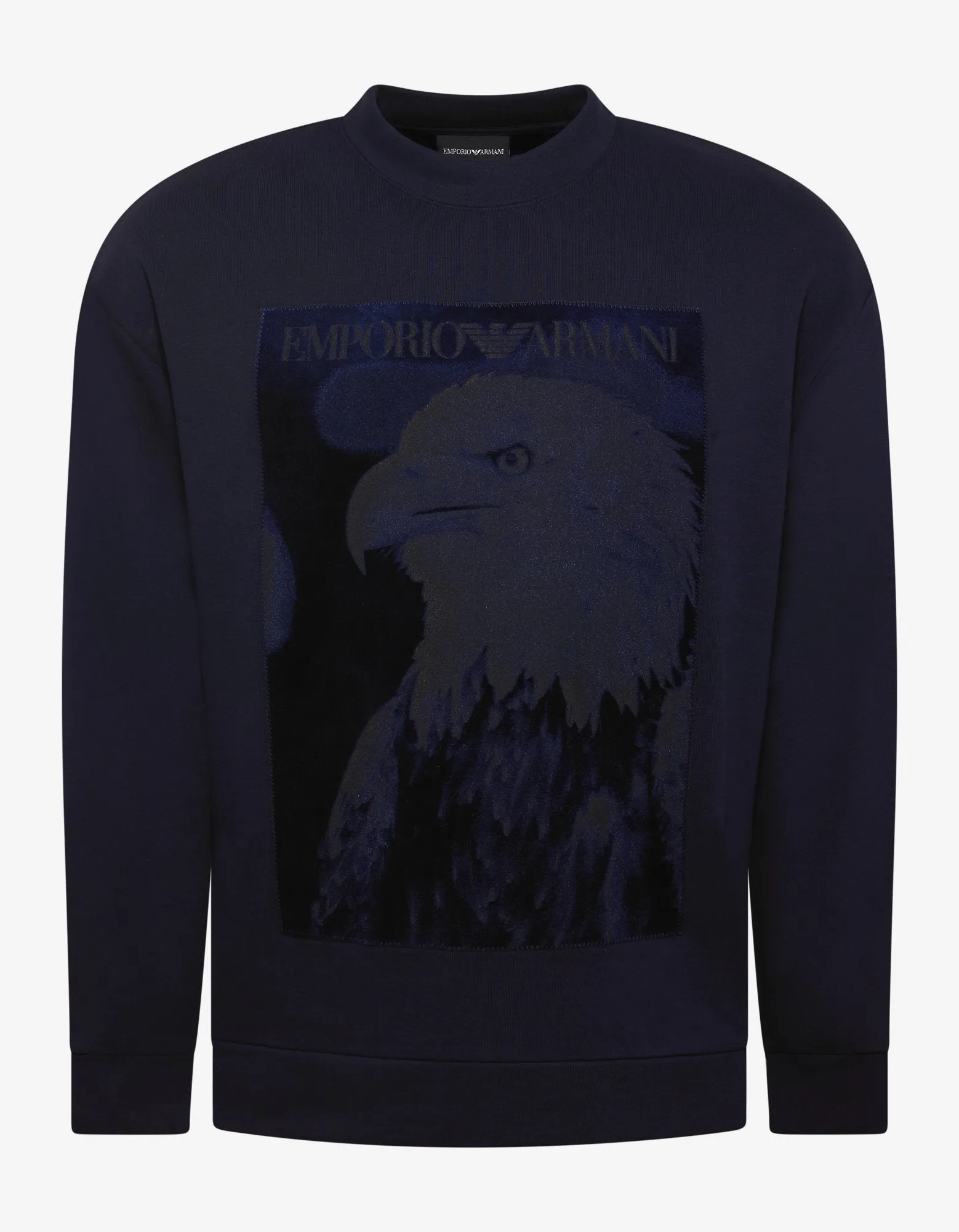 Navy Blue Velvet Eagle Patch Sweatshirt