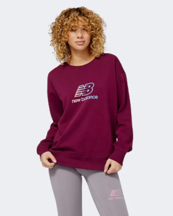 New Balance Essentials Puff Print Women Lifestyle Sweatshirt Dark Ember Wt23814-Dem