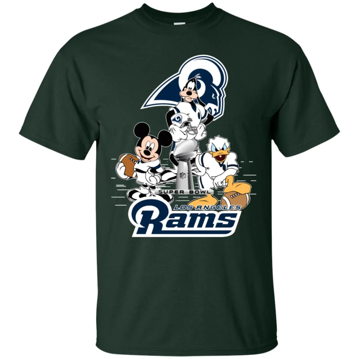 Nfl – Los Angeles Rams Donald Duck Goofy Mickey Mouse Super Bowl 2019 Football Men Cotton T-Shirt