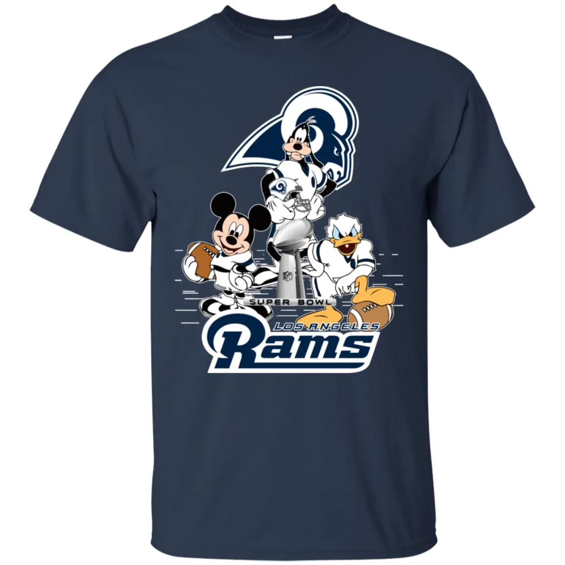 Nfl – Los Angeles Rams Donald Duck Goofy Mickey Mouse Super Bowl 2019 Football Men Cotton T-Shirt