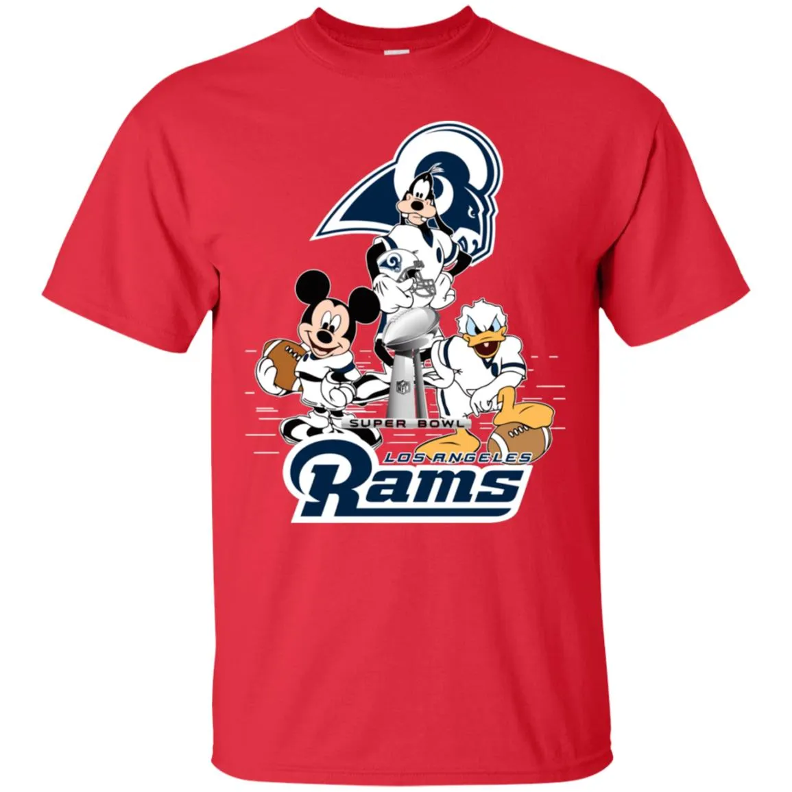 Nfl – Los Angeles Rams Donald Duck Goofy Mickey Mouse Super Bowl 2019 Football Men Cotton T-Shirt