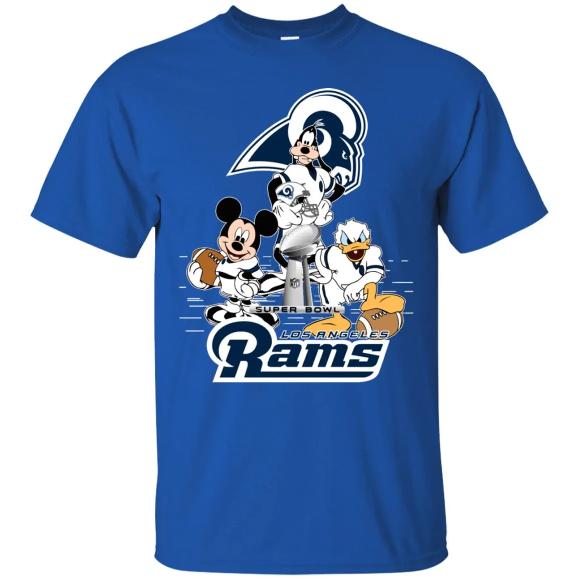 Nfl – Los Angeles Rams Donald Duck Goofy Mickey Mouse Super Bowl 2019 Football Men Cotton T-Shirt