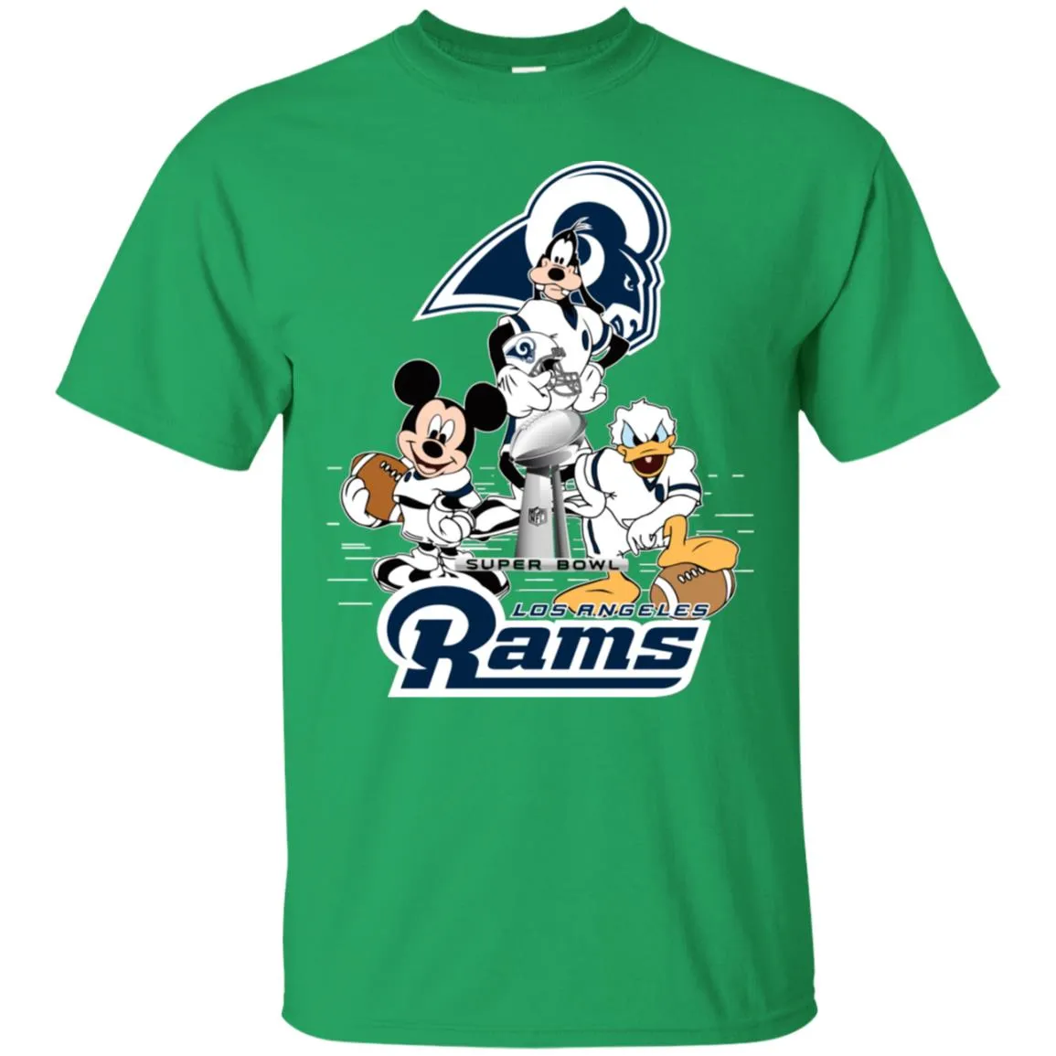 Nfl – Los Angeles Rams Donald Duck Goofy Mickey Mouse Super Bowl 2019 Football Men Cotton T-Shirt