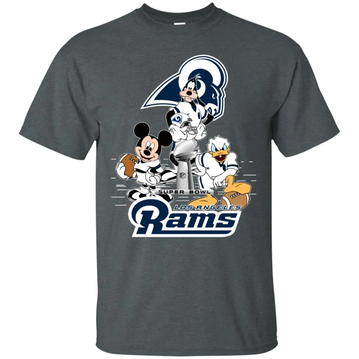 Nfl – Los Angeles Rams Donald Duck Goofy Mickey Mouse Super Bowl 2019 Football Men Cotton T-Shirt