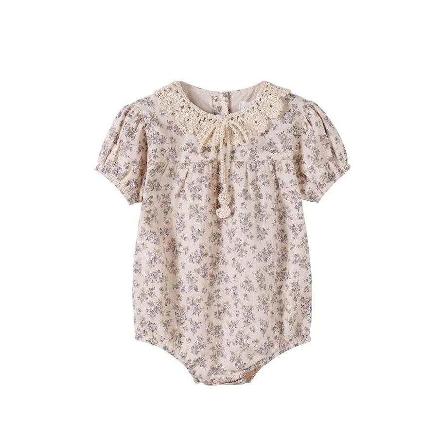 Nou Nelle Floral Crochet Collar Romper