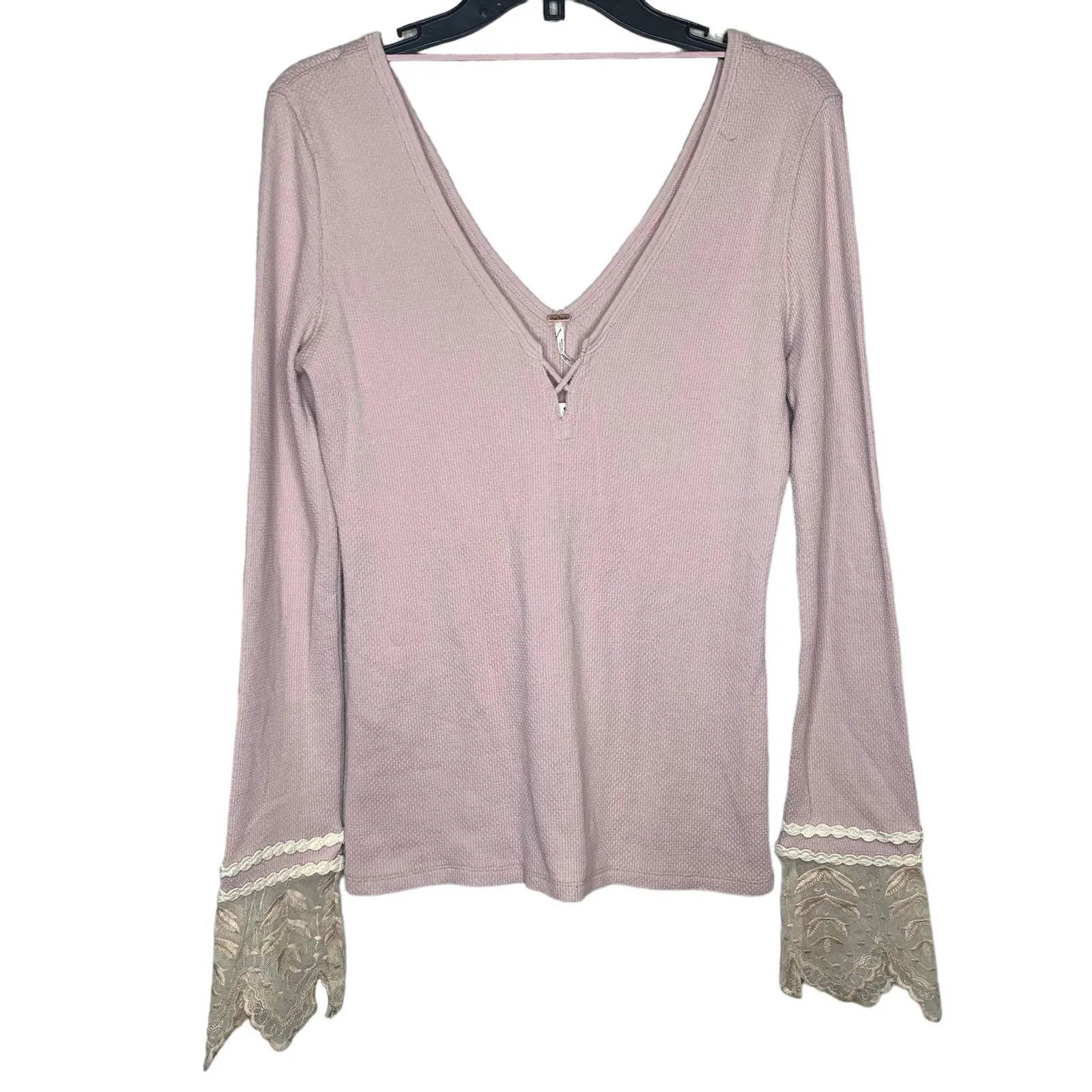 NWT Free People Last Dance Thermal Top Pink SZ L