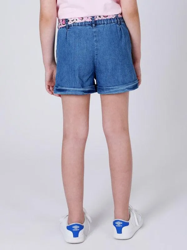 One Friday Blue Denim Sequin Shorts