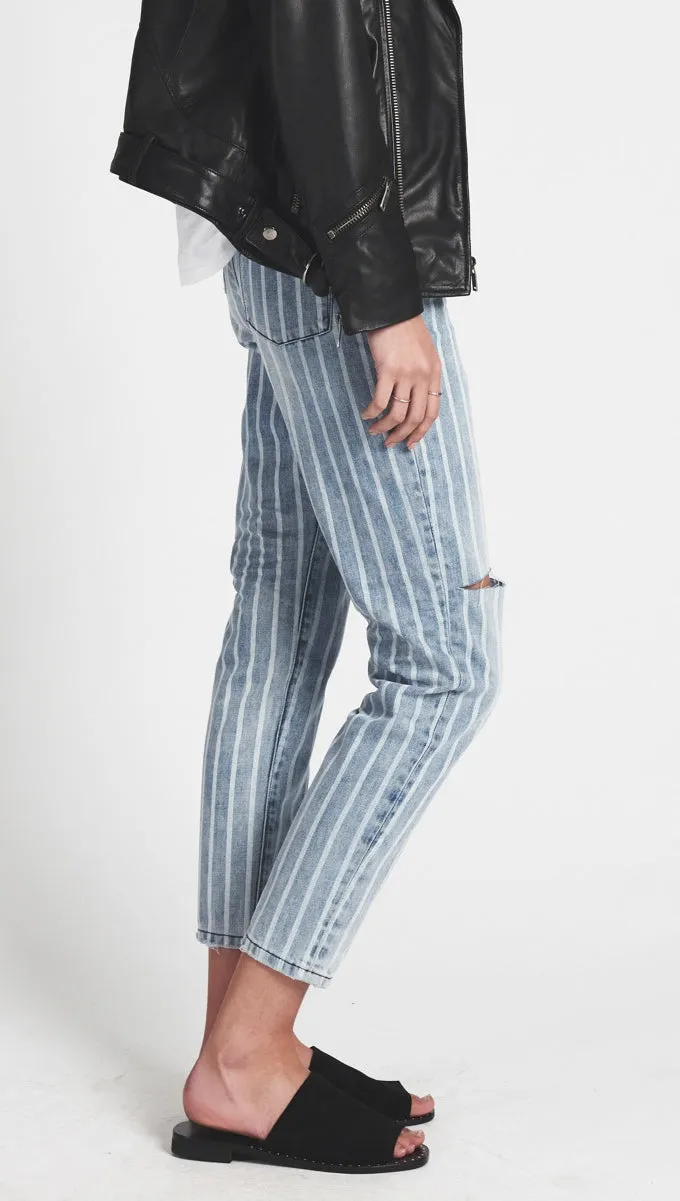 One Teaspoon Legends Denim High Waist Mom Jeans Rocky Stripe