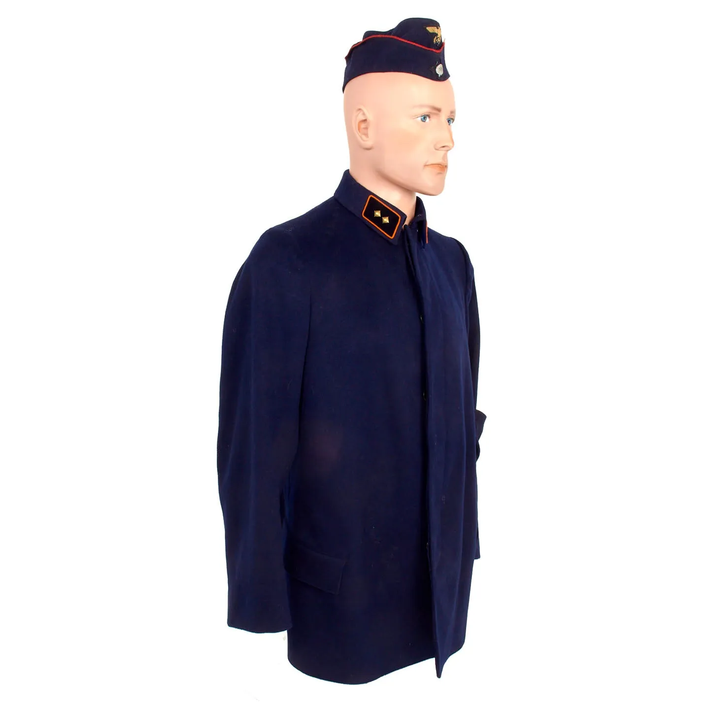 Original German WWII Reichspost Imperial Mail Postschaffner Grouping - Wool Tunic With Armband and Garrison Side Cap