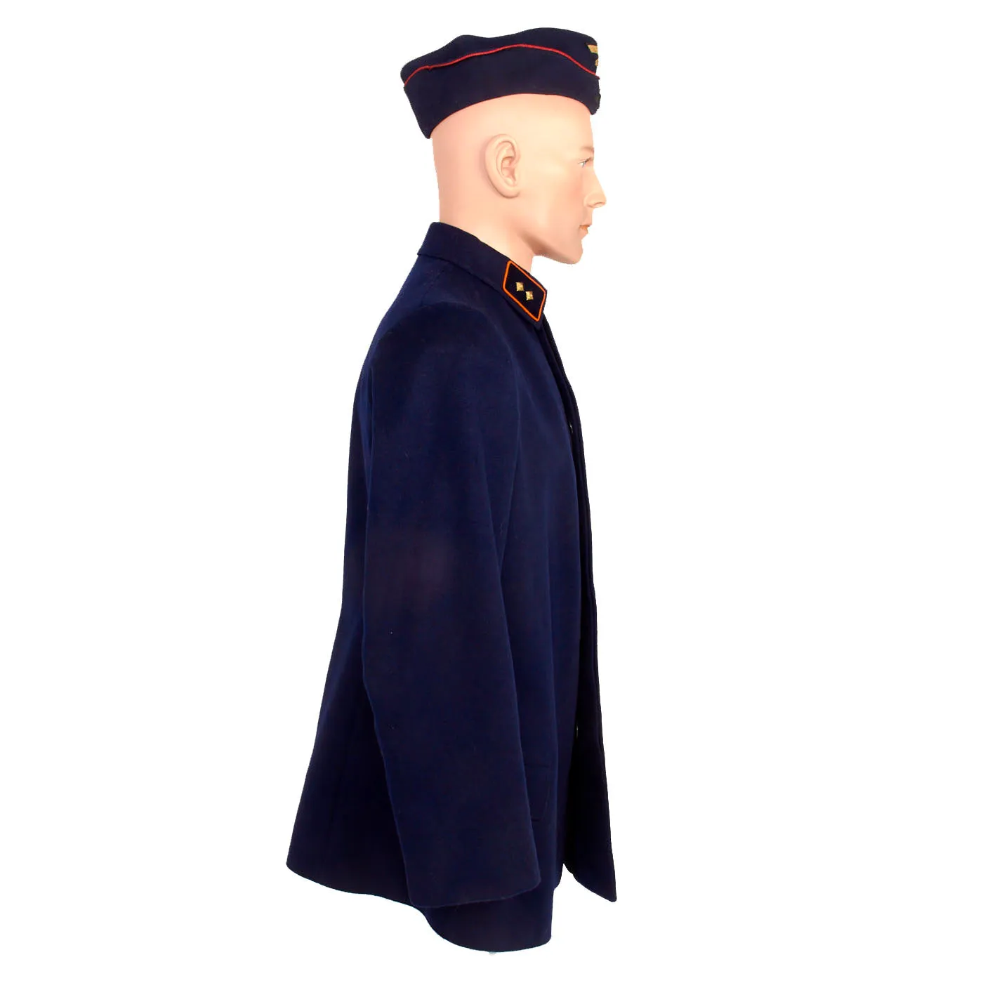 Original German WWII Reichspost Imperial Mail Postschaffner Grouping - Wool Tunic With Armband and Garrison Side Cap