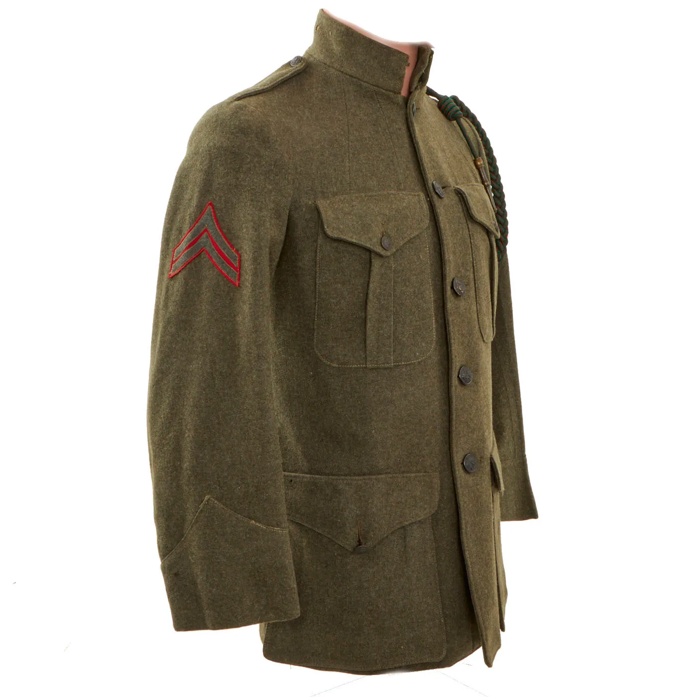 Original U.S. WWI United States Marine Corps 1st Battalion 5th Marine Regiment Patched Service Alphas Coat - Geronimo