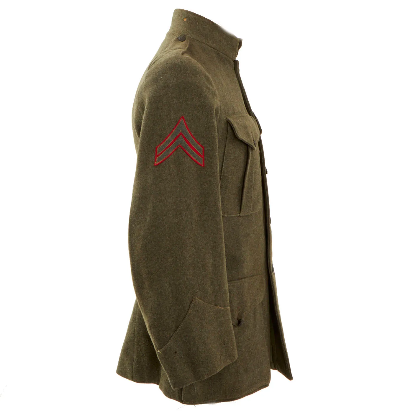 Original U.S. WWI United States Marine Corps 1st Battalion 5th Marine Regiment Patched Service Alphas Coat - Geronimo