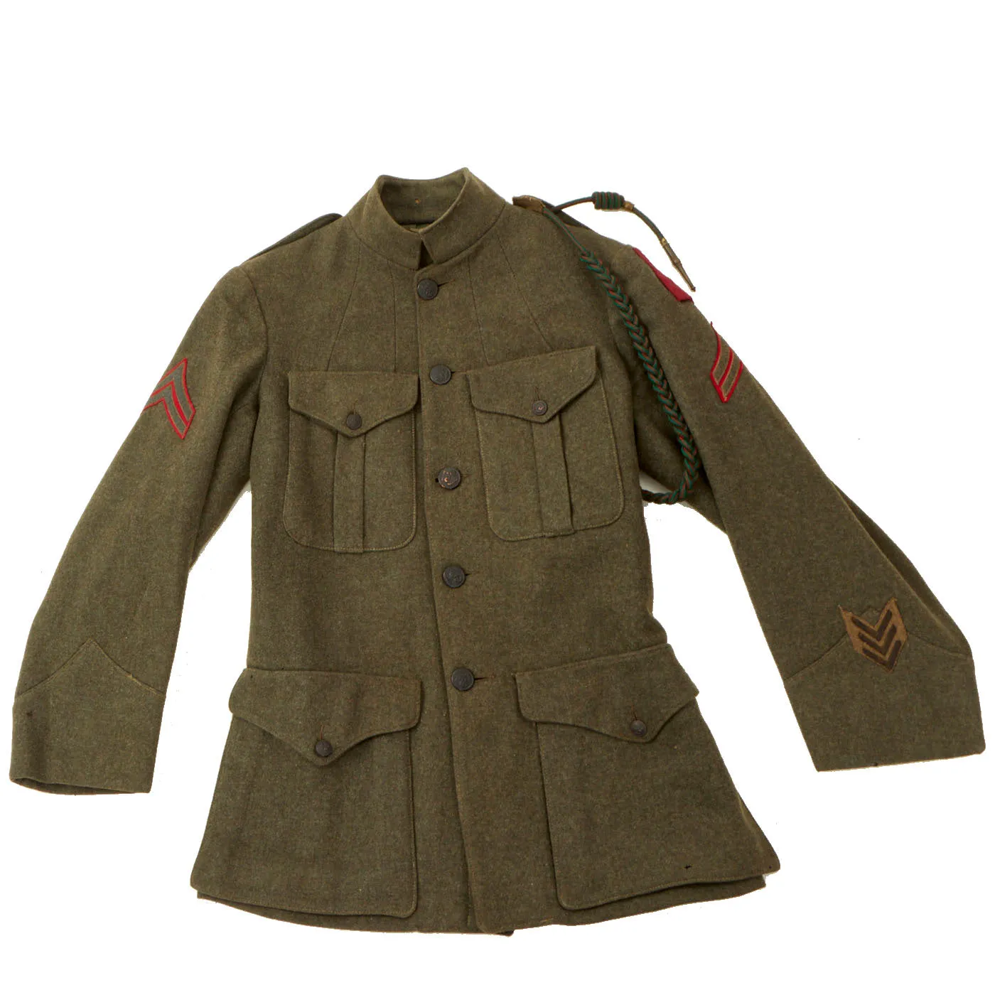 Original U.S. WWI United States Marine Corps 1st Battalion 5th Marine Regiment Patched Service Alphas Coat - Geronimo