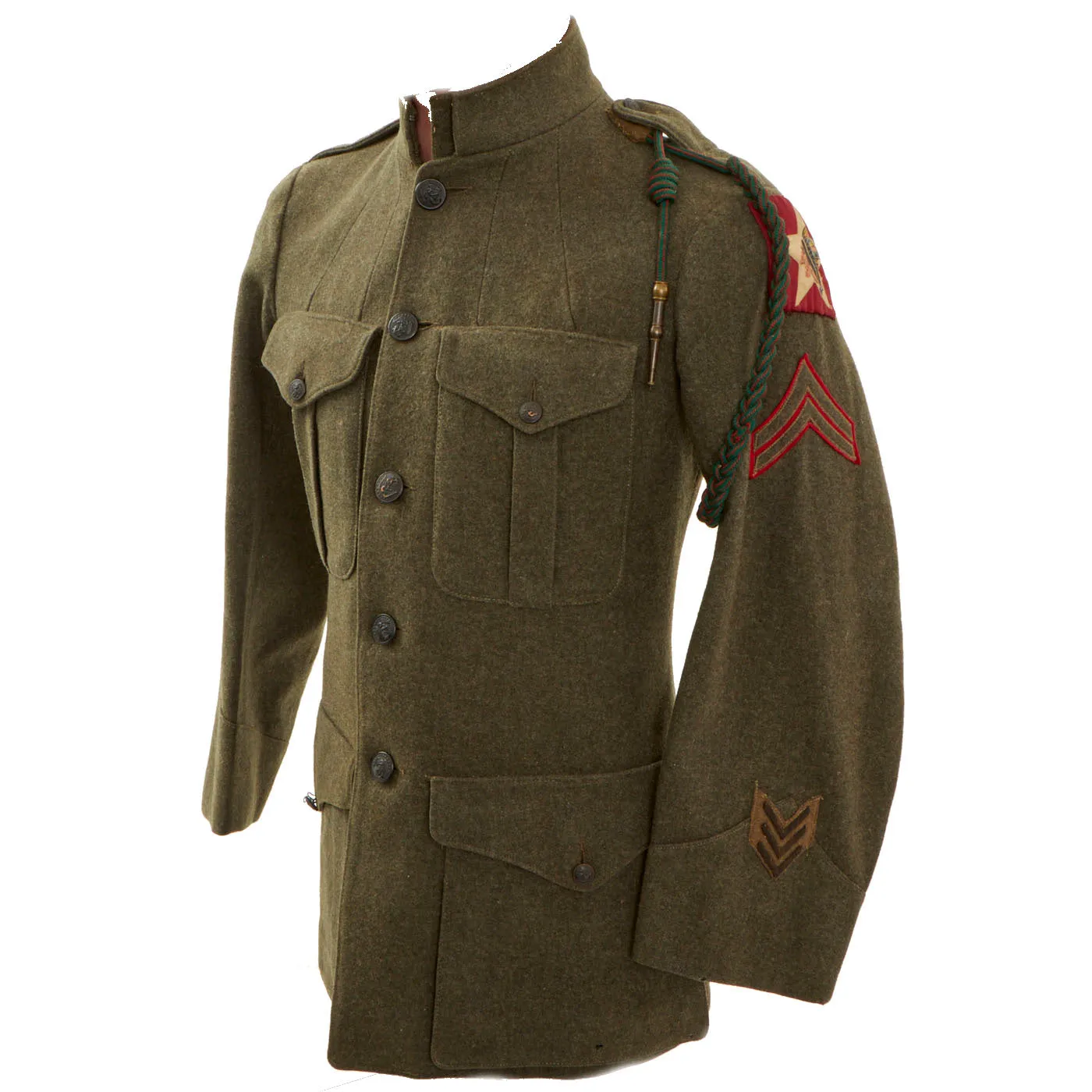 Original U.S. WWI United States Marine Corps 1st Battalion 5th Marine Regiment Patched Service Alphas Coat - Geronimo