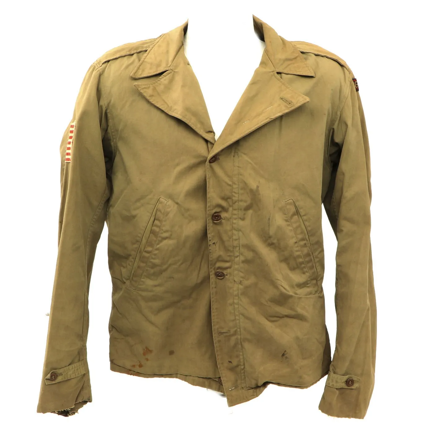 Original U.S. WWII 4th Ranger Battalion M1938 Field Jacket with Scroll and Invasion Flag Patch