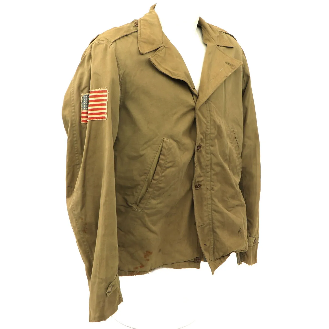 Original U.S. WWII 4th Ranger Battalion M1938 Field Jacket with Scroll and Invasion Flag Patch