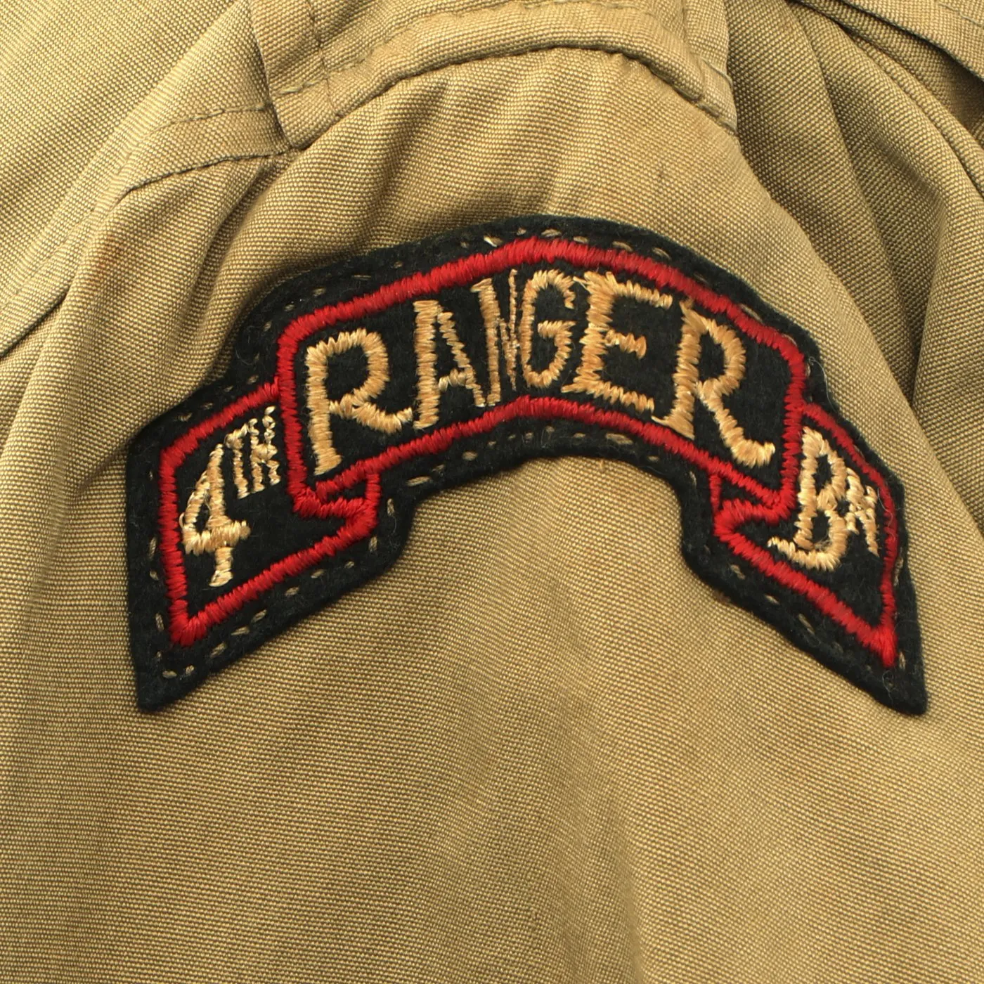 Original U.S. WWII 4th Ranger Battalion M1938 Field Jacket with Scroll and Invasion Flag Patch