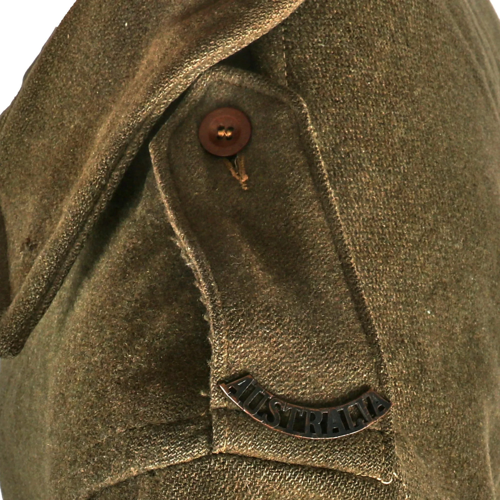 Original WWII Second Australian Imperial Force P-1917 Tunic Dated 1942 with 1945 Dated Wool Greatcoat Both With Insignia - 2 Items