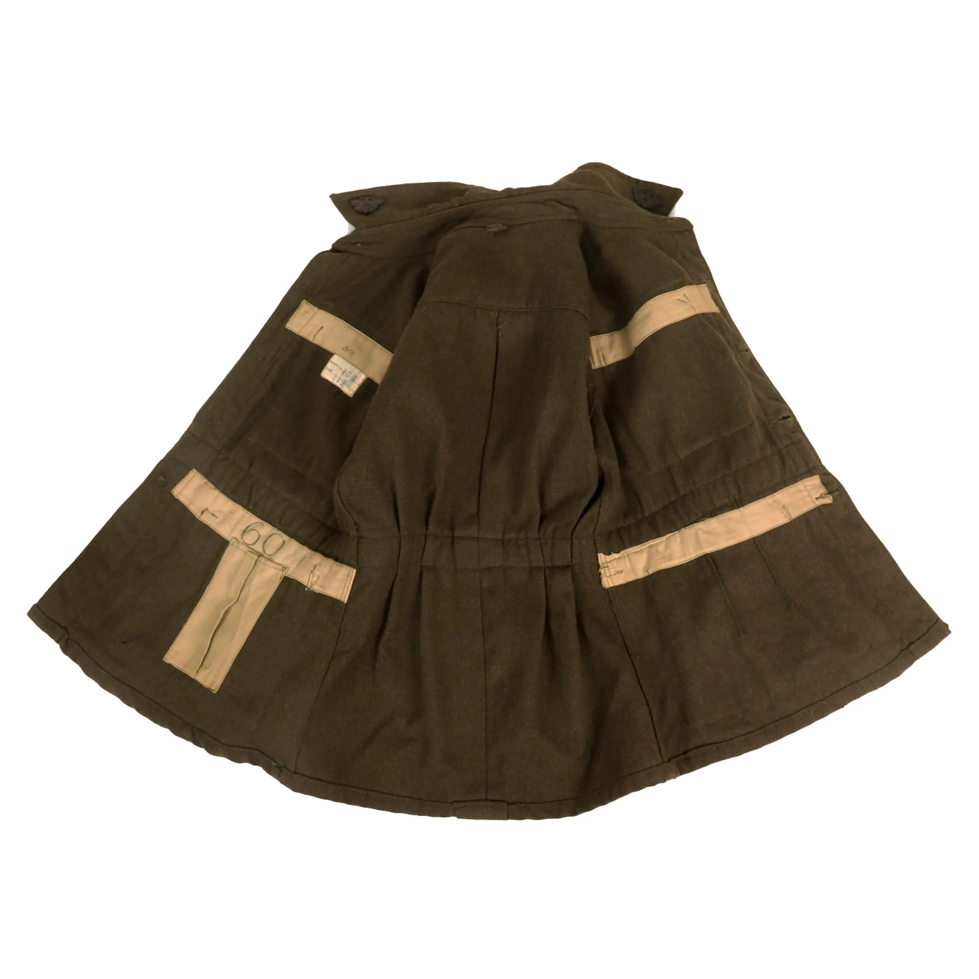 Original WWII Second Australian Imperial Force P-1917 Tunic Dated 1942 with 1945 Dated Wool Greatcoat Both With Insignia - 2 Items