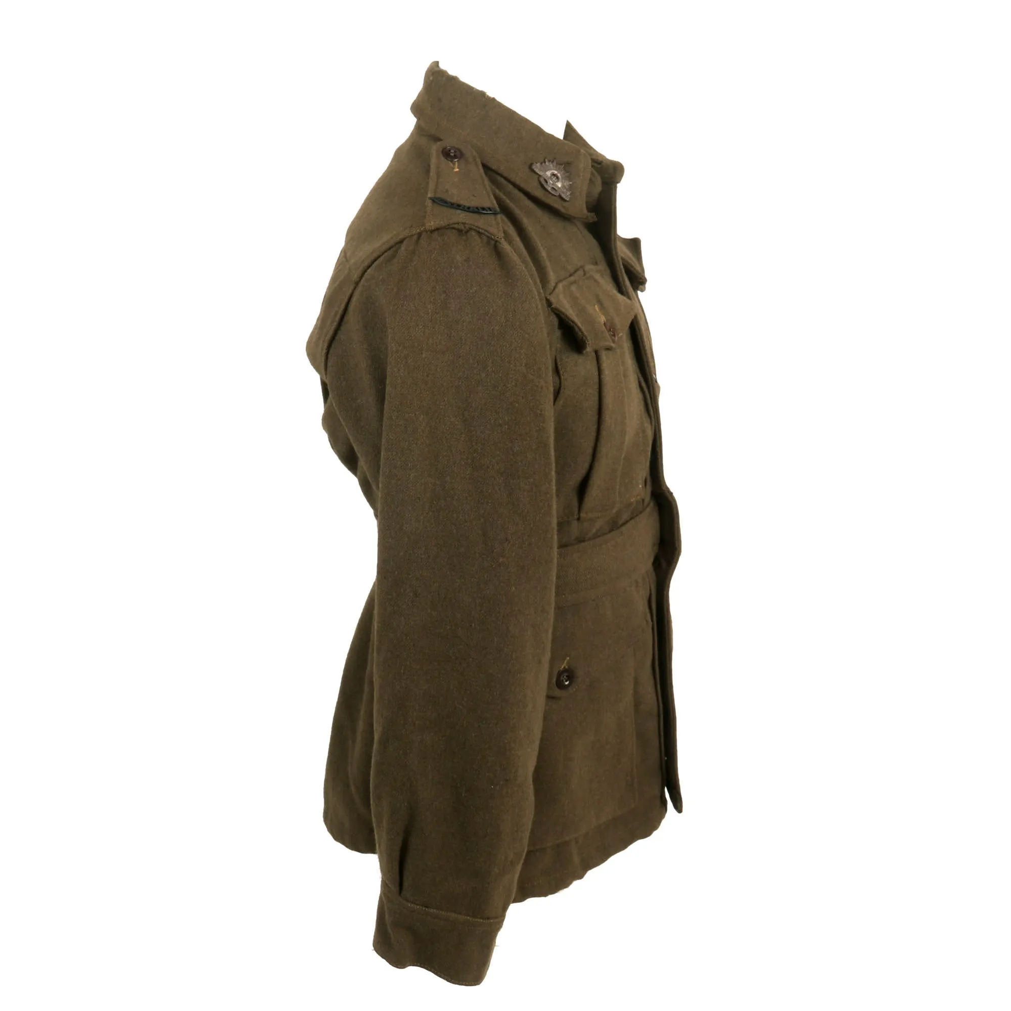 Original WWII Second Australian Imperial Force P-1917 Tunic Dated 1942 with 1945 Dated Wool Greatcoat Both With Insignia - 2 Items