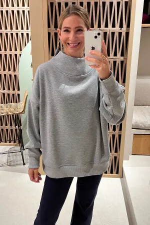 OVERSIZED LONGER COTTON SWEATER GREY