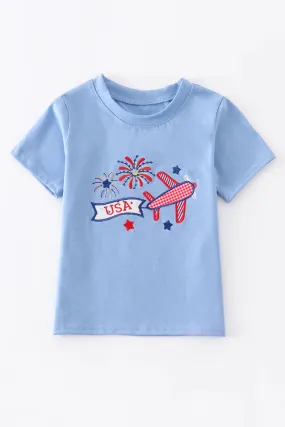 Patriotic USA Plane Embroidered Shirt