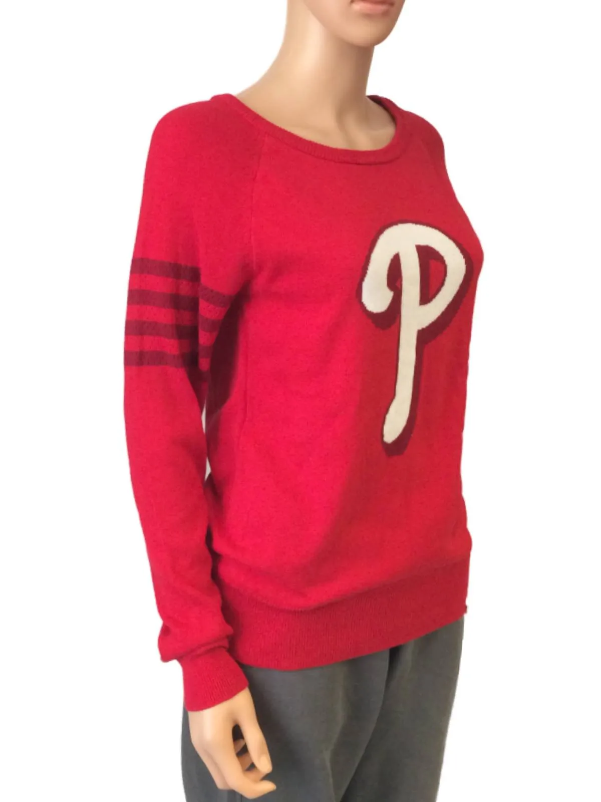 Philadelphia Phillies 47 Brand WOMENS Red Scoop Neck LS Pullover Sweater (S)