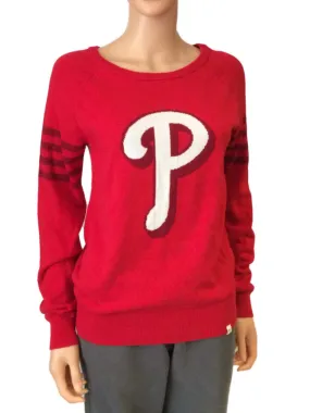 Philadelphia Phillies 47 Brand WOMENS Red Scoop Neck LS Pullover Sweater (S)