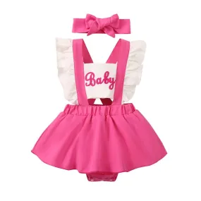 Pink Barbie Inspired Romper - Baby , Hot Pink