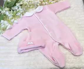 Pink velour wing romper