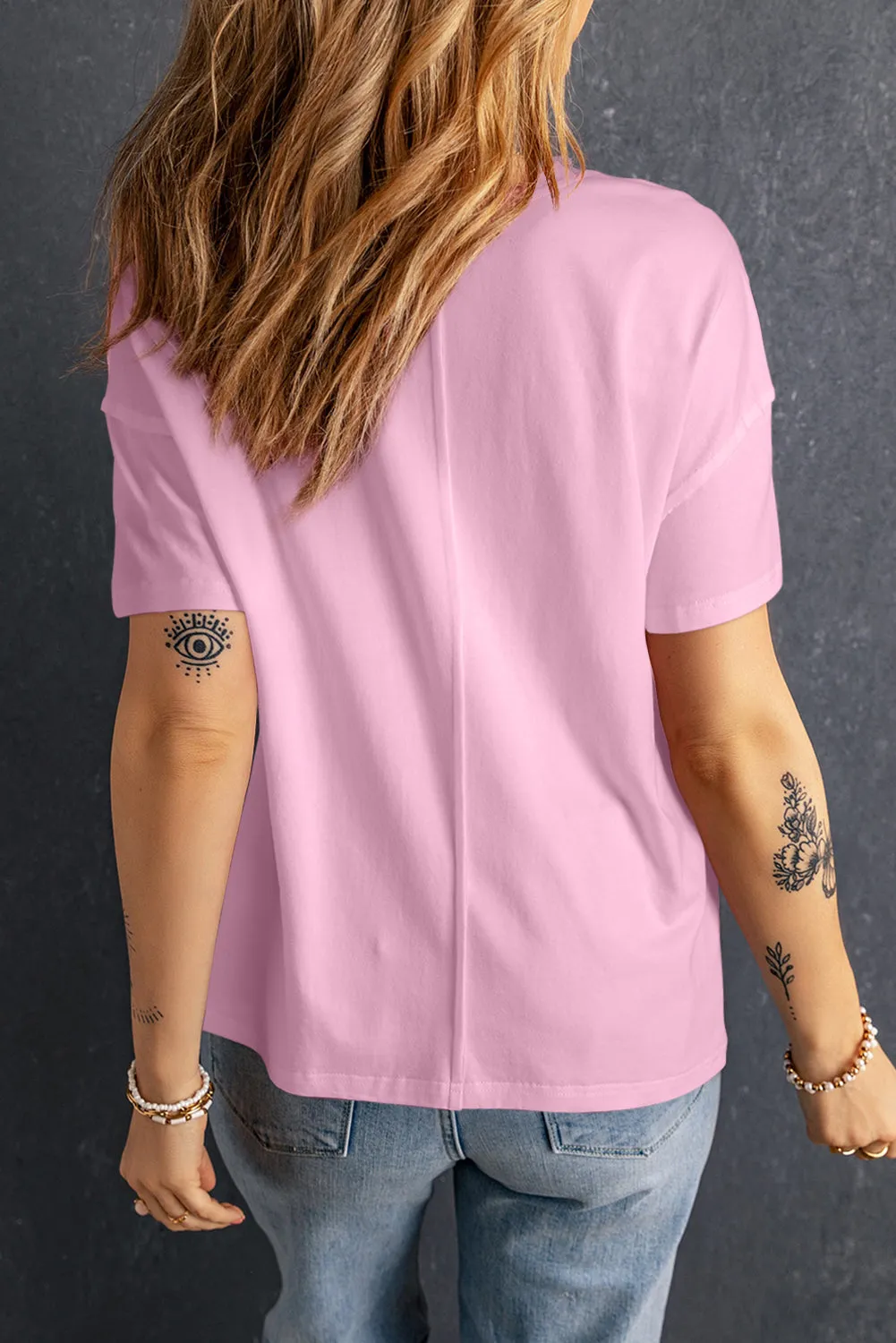 Pink Vibrant Star Patchwork Loose T-Shirt – Shine Bright Like a Star