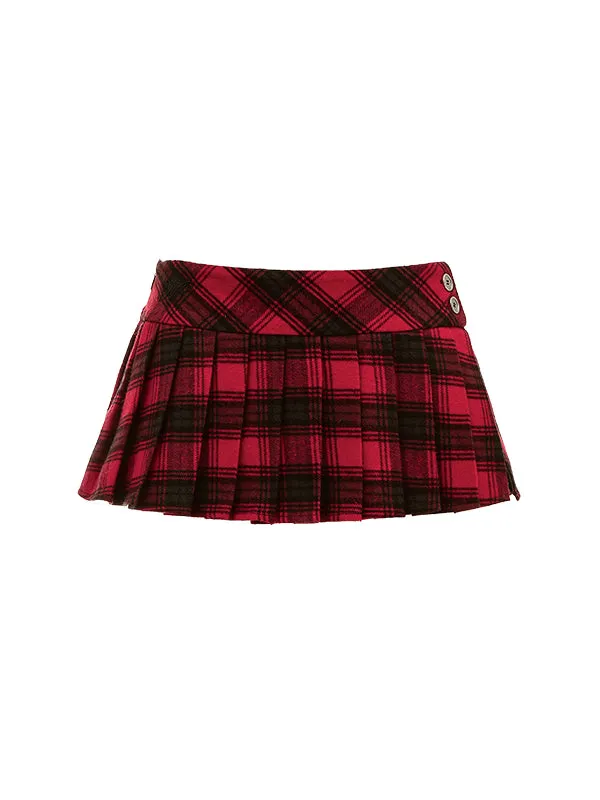 Plaid Pleated Mini Skirt