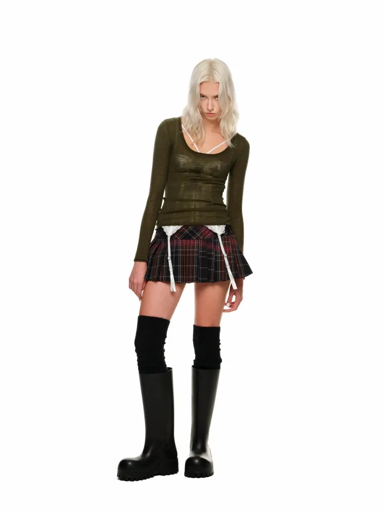 Plaid Pleated Mini Skirt