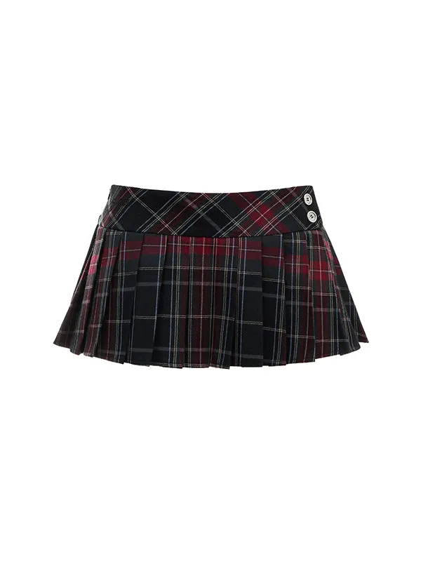 Plaid Pleated Mini Skirt