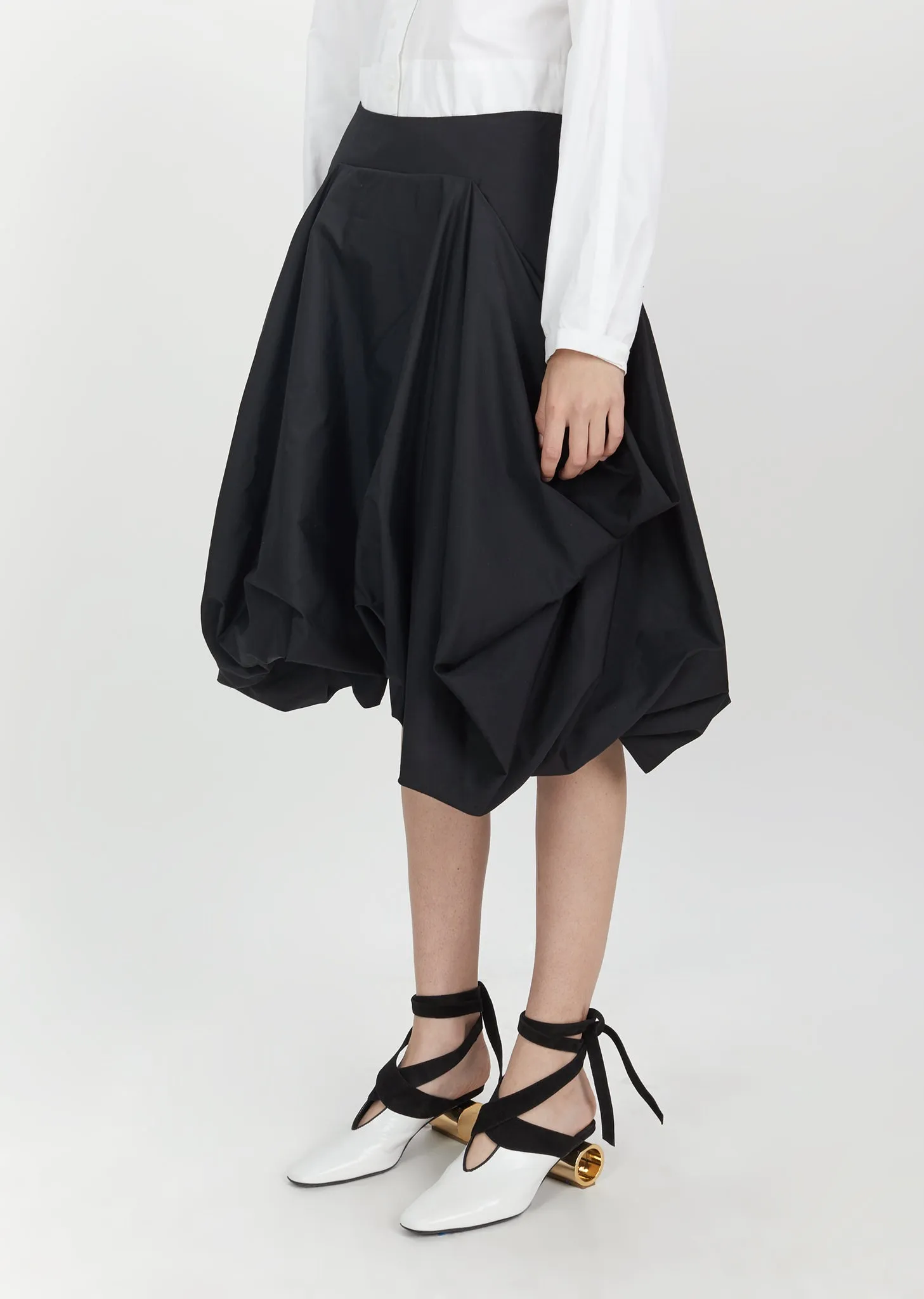 Pleated Drape Pocket Skirt