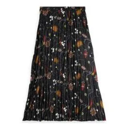 Pleated Printed Crinkle Skirt