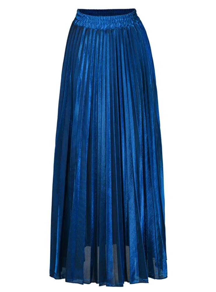 Pleated Skirt Slim Waist Large Golden Waist