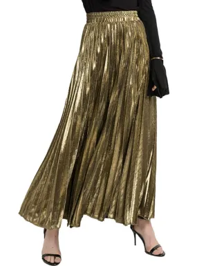 Pleated Skirt Slim Waist Large Golden Waist