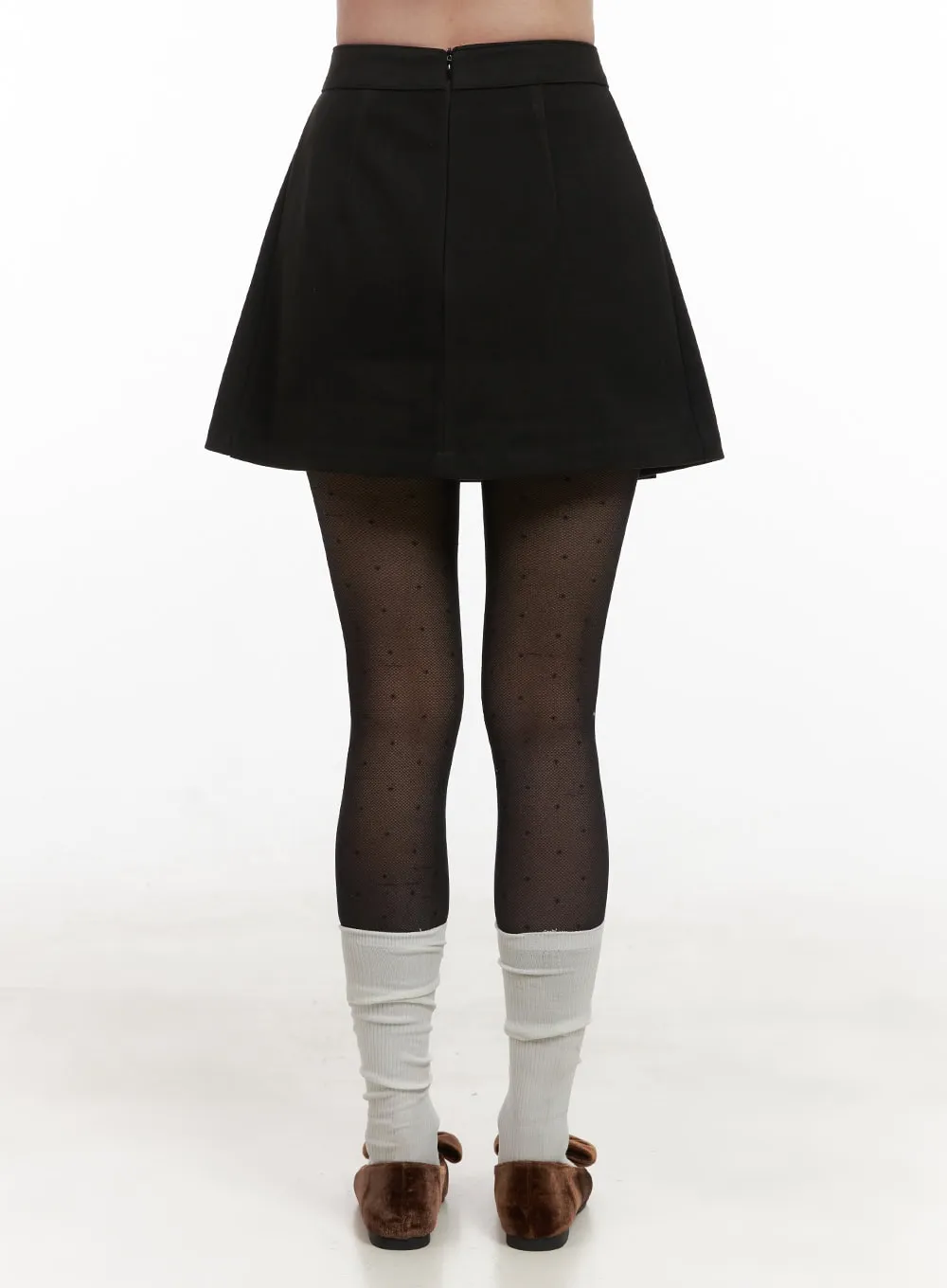 Pleated Solid Mini Skirt OD403