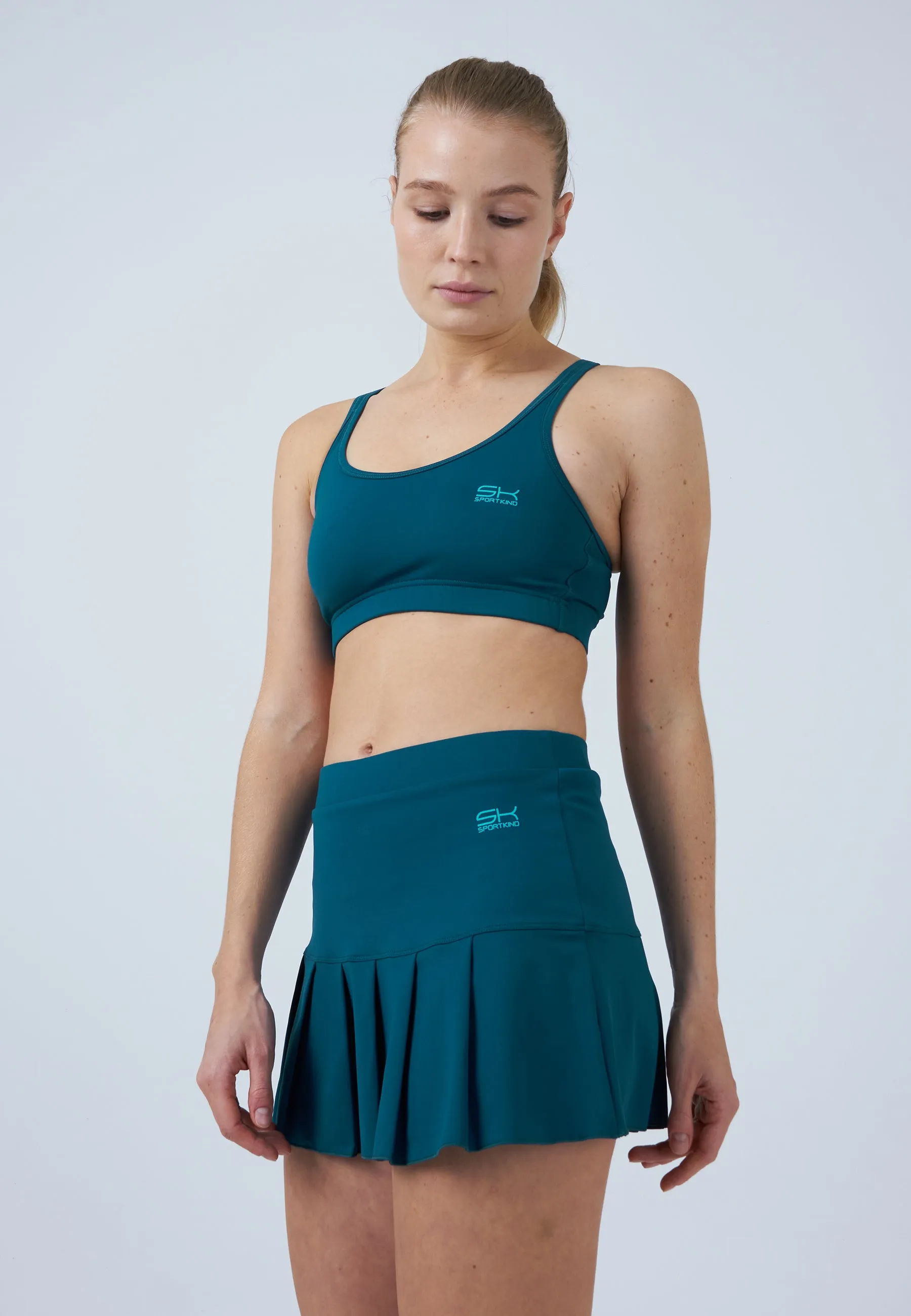 Pleated Tennis Skort, dark teal